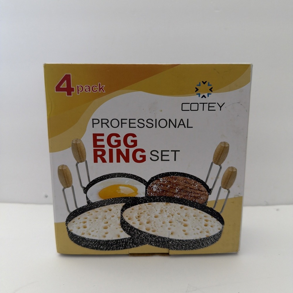 Cotey Professional Egg Ring Set 4 Pack Black Wood Handle Like New Kitchen Tool